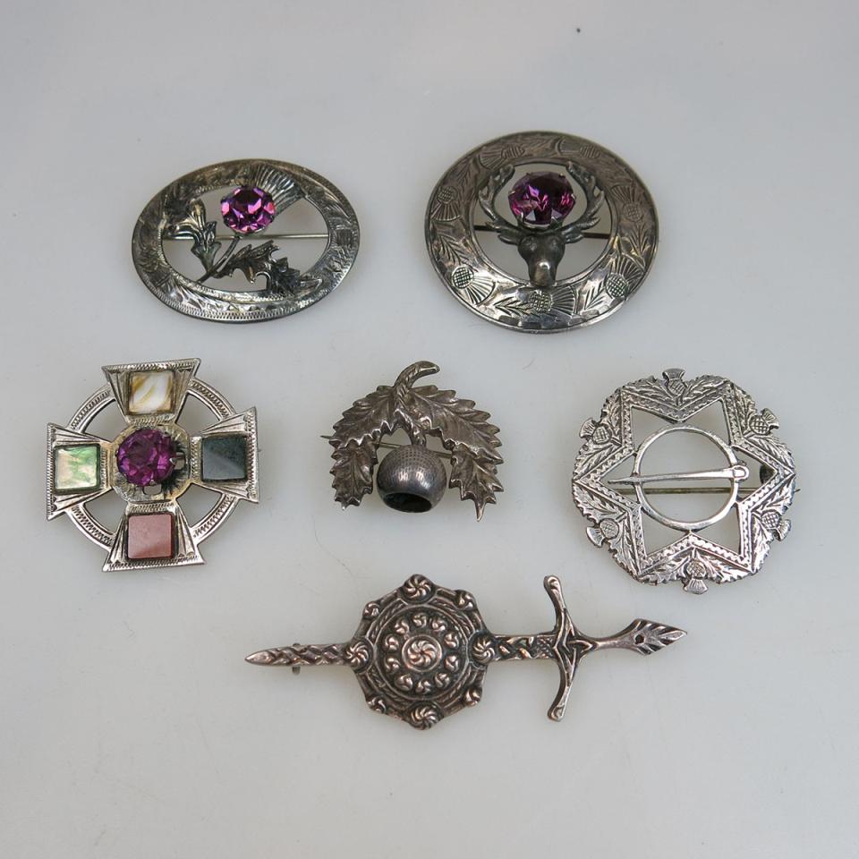 6 Various Scottish Silver Pins