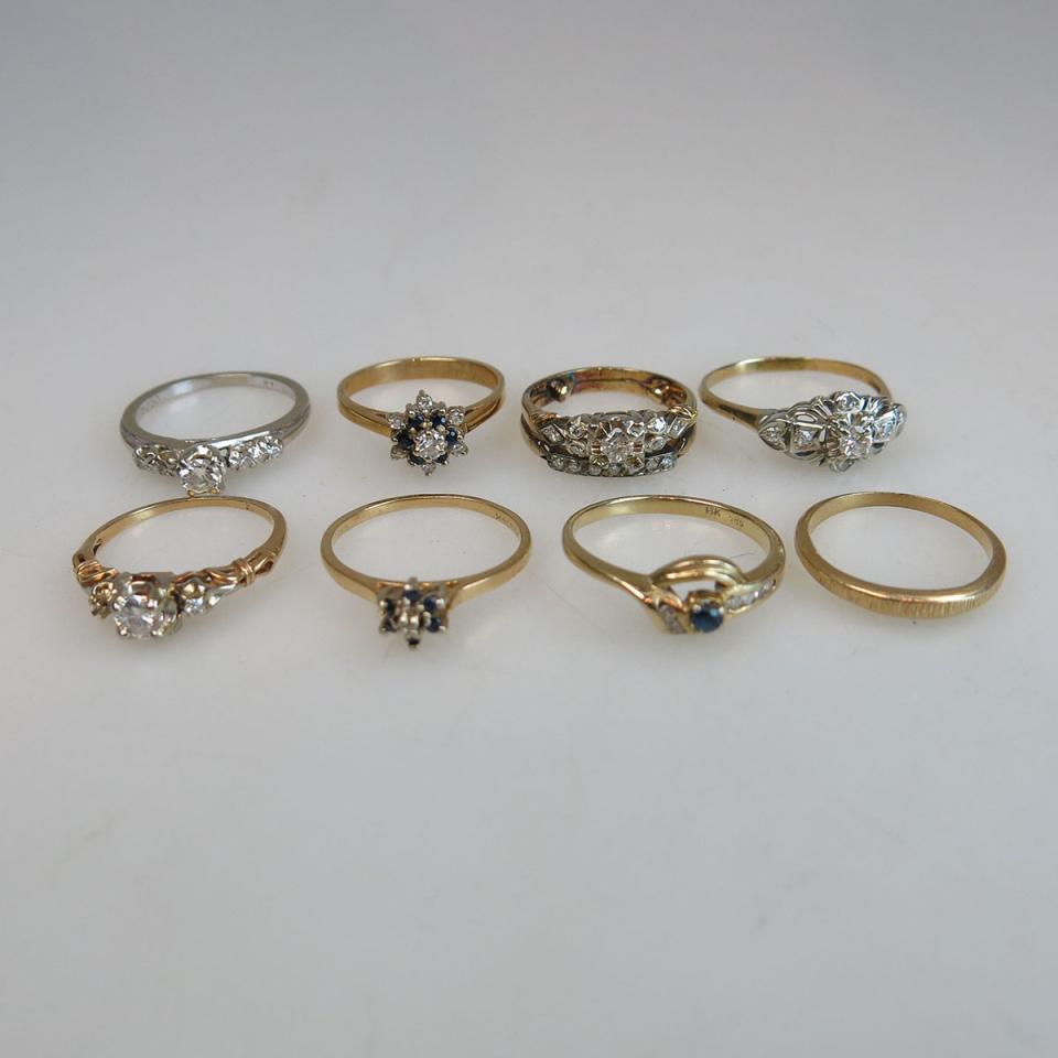 8 X 14k Yellow And White Gold Rings 