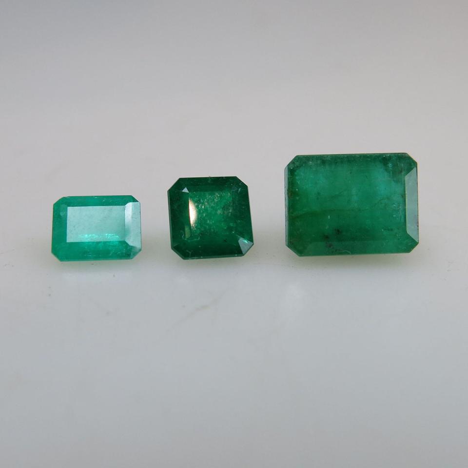 3 Unmounted Emerald Cut Emeralds