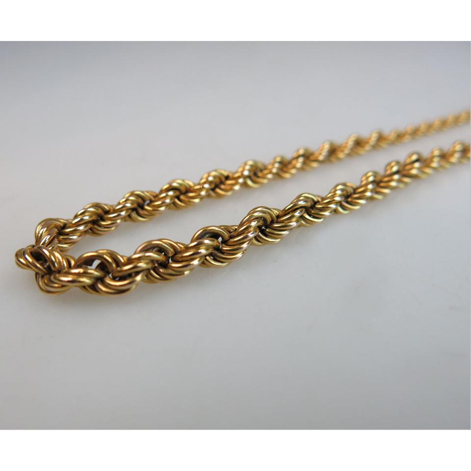 Russian 14k Yellow Gold Graduated Rope Chain