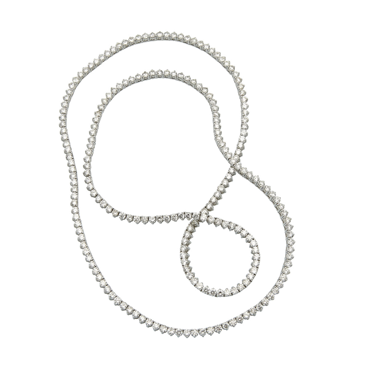 18k White Gold Endless Riviere Necklace