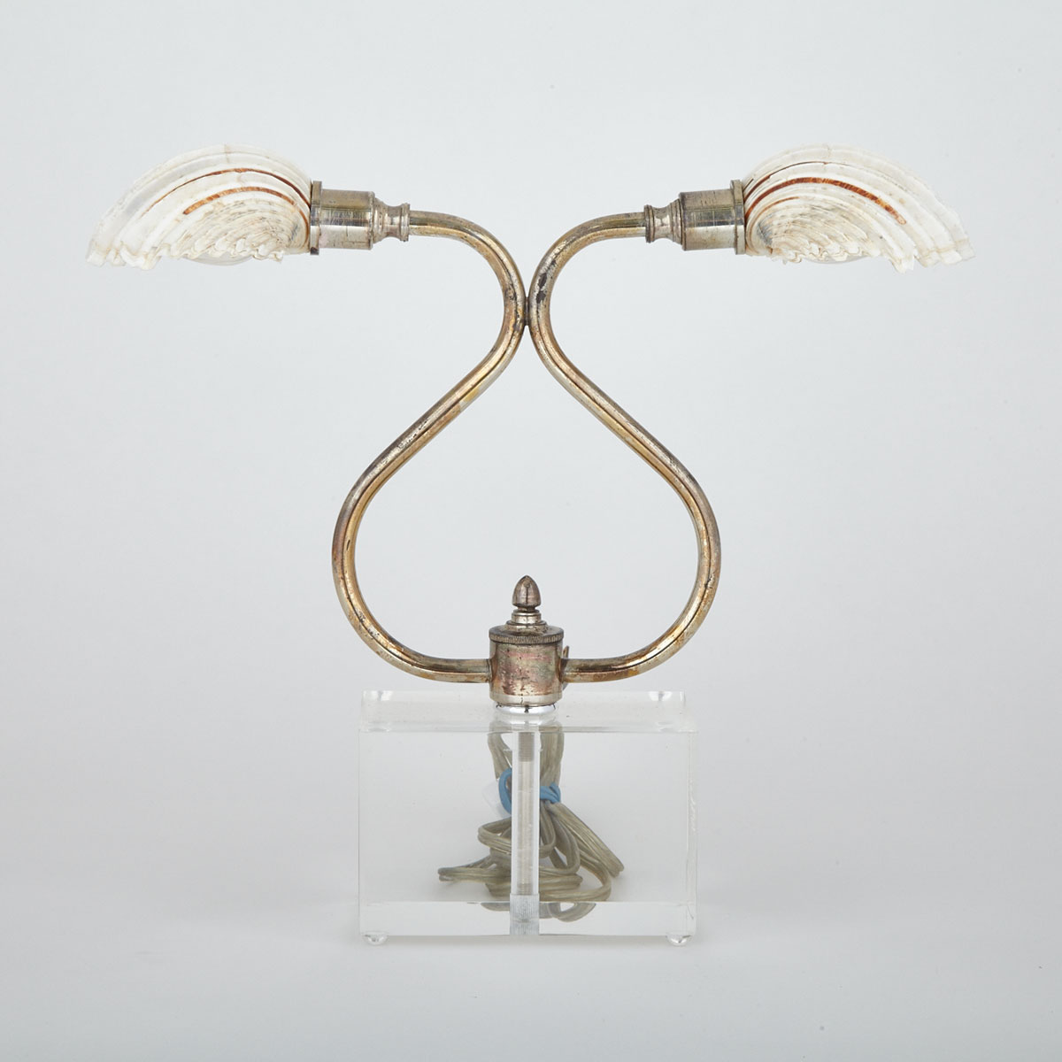 Silver Plate Double Desk Lamp, mid 20th century