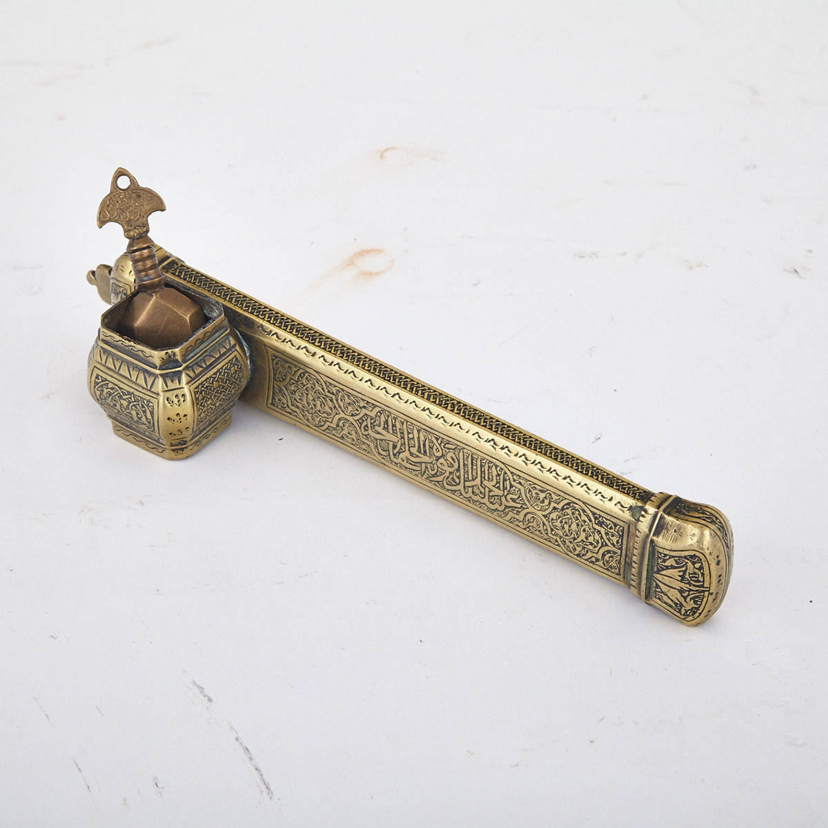 Turkish Ottoman Brass Scribe’s Quill Case, 19th/20th century