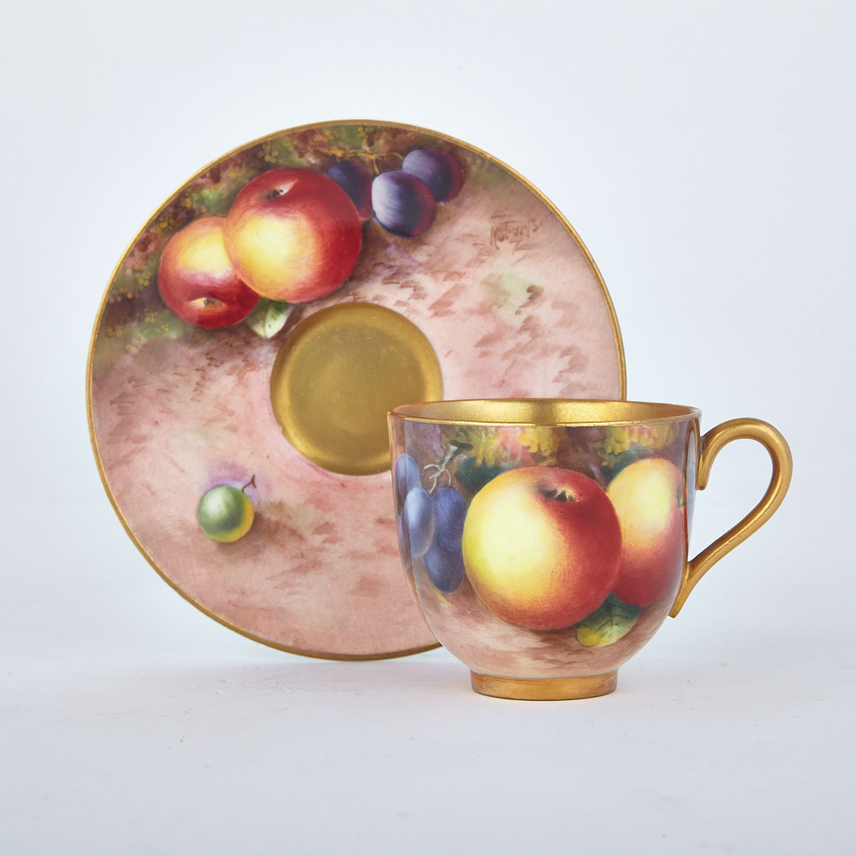 Royal Worcester Demi-Tasse Cup and Saucer, Harry Ayrton and William Roberts, 20th century