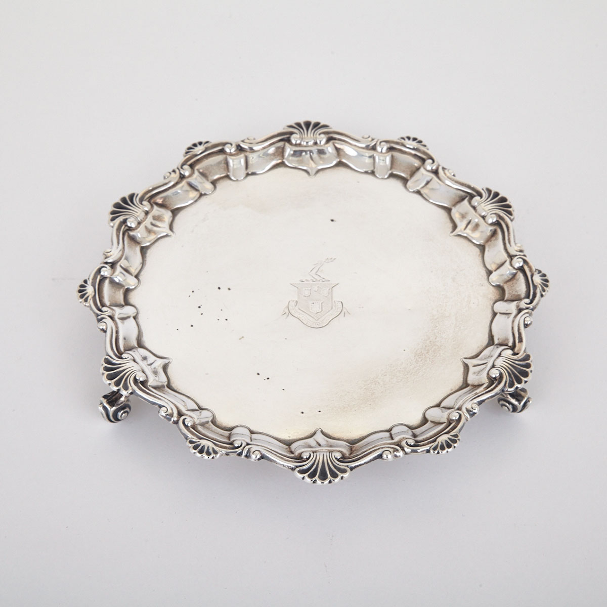 Late Victorian Silver Small Circular Salver, Barker Bros., Birmingham, 1900