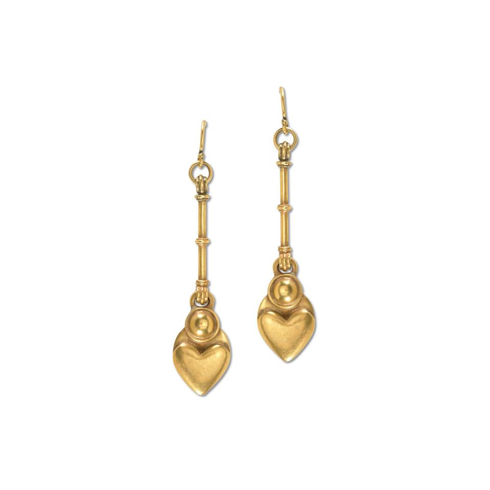 Pair Of 14k Yellow Gold Drop Earrings