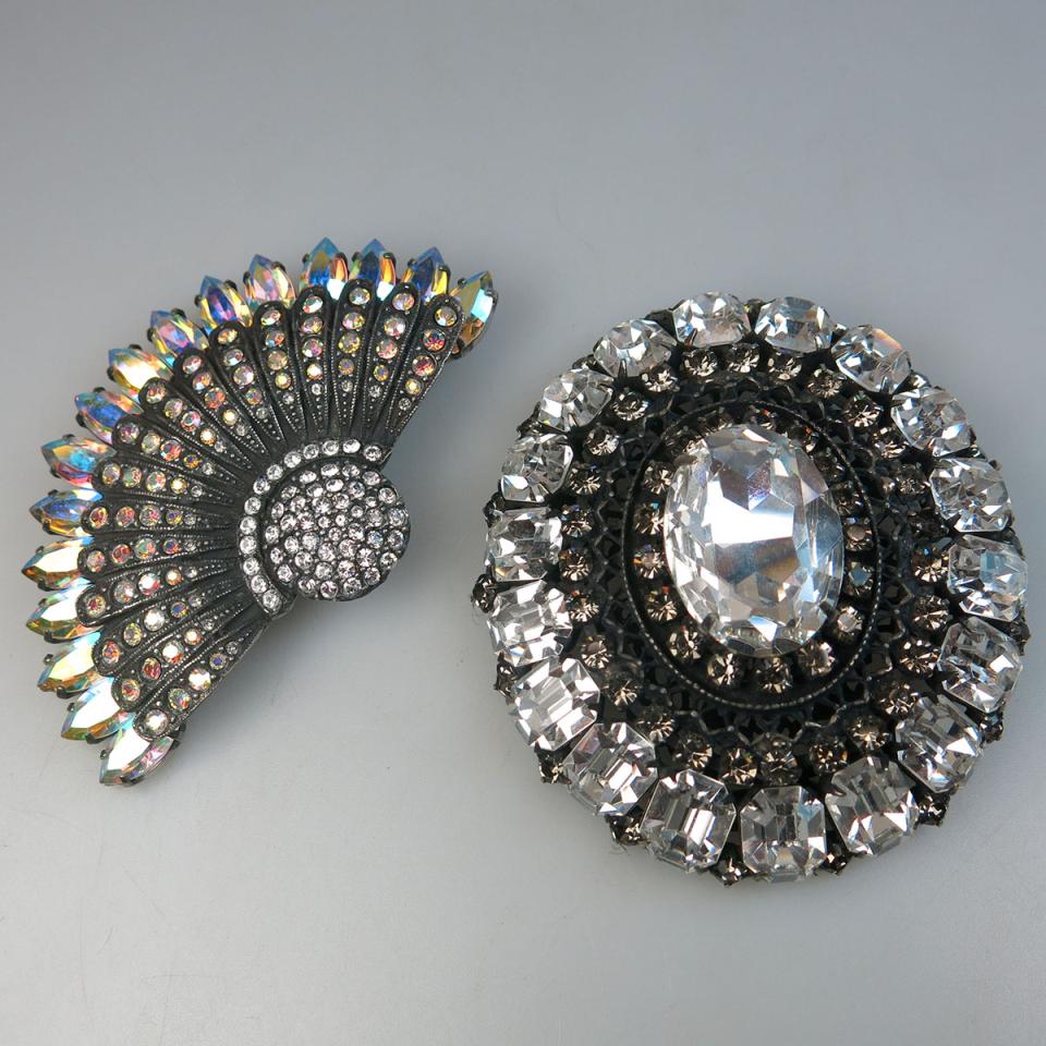Two Daniel Pollak Canadian Silver Tone Metal Brooches