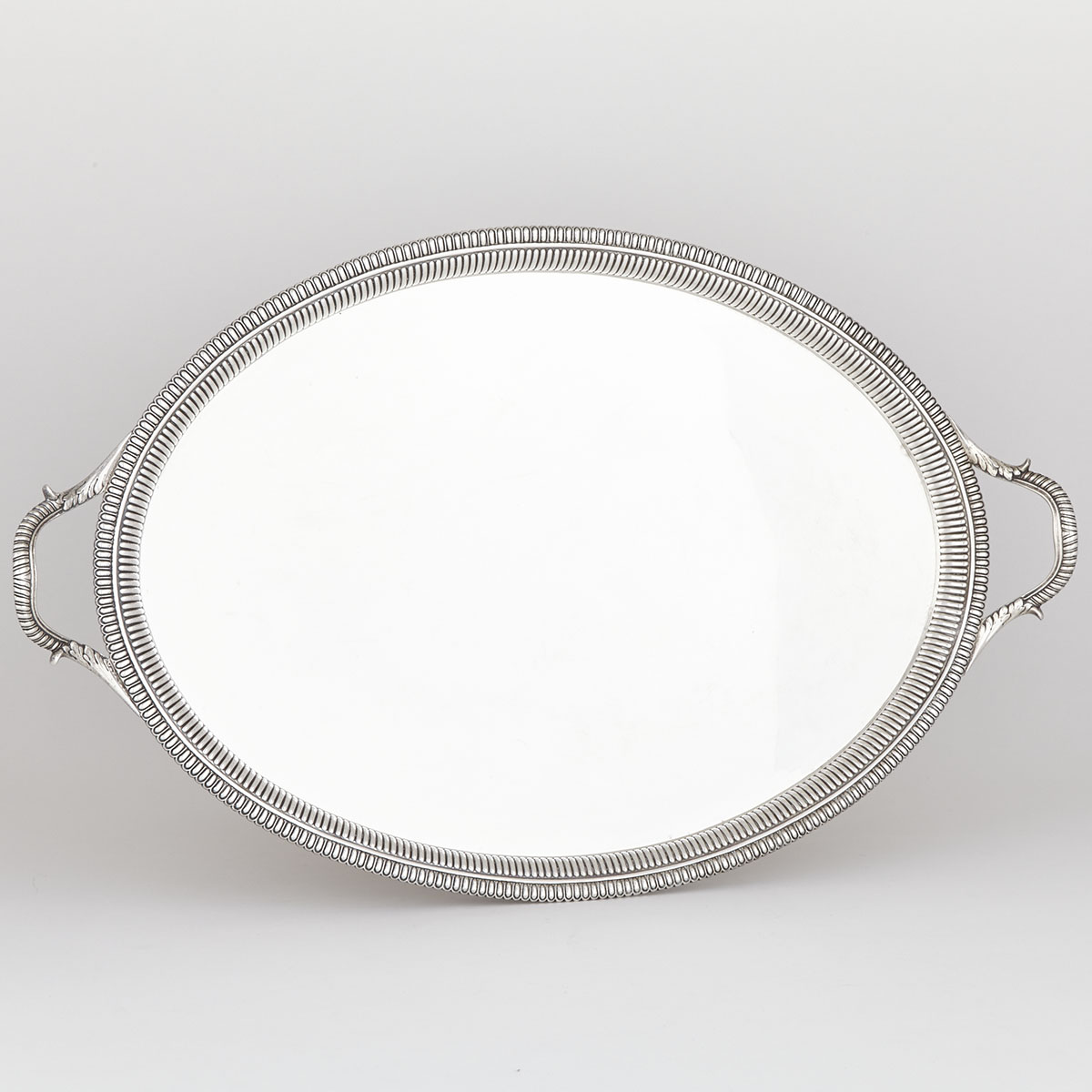 George III Silver Two-Handled Oval Serving Tray, Thomas Hannam & John Crouch, London, 1804