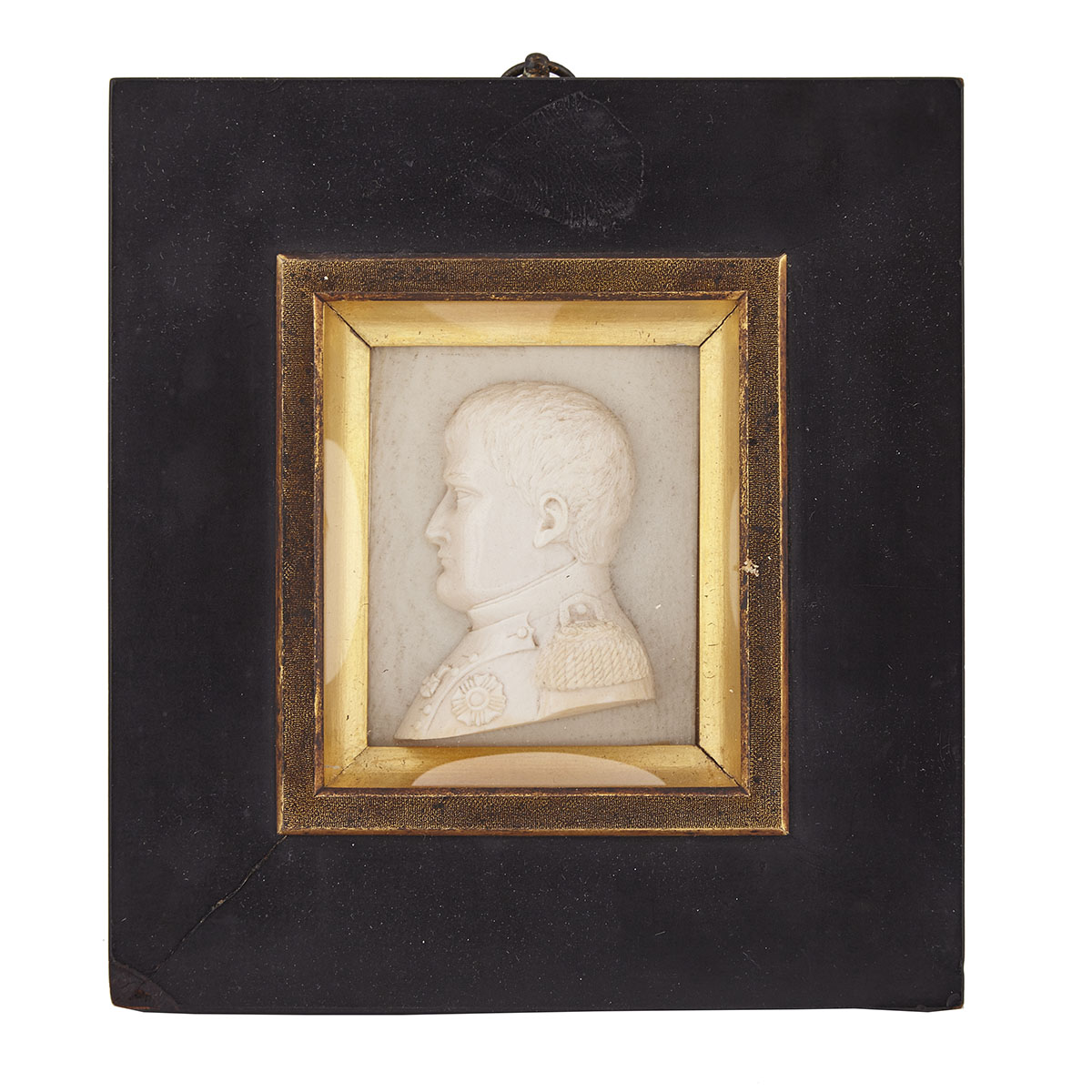 FRENCH  IVORY BAS RELIEF CARVED PORTRAIT OF NAPOLEON, MID 19TH CENTURY