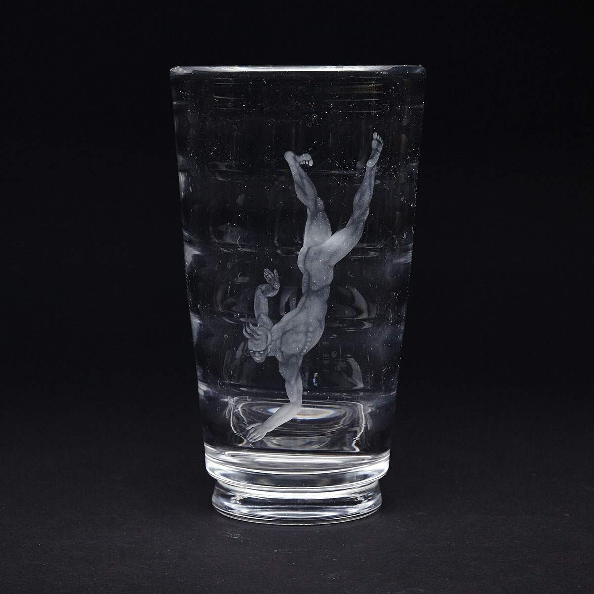 Orrefors ‘Pearl Diver’ Engraved Glass Vase, Vicke Lindstrand, 1955