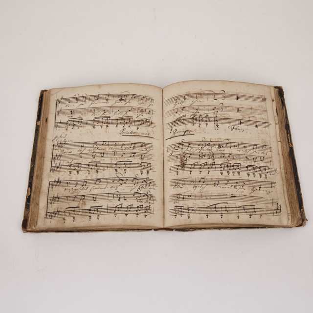 German Book of Hand Written Scores and Lyrics, early 19th century