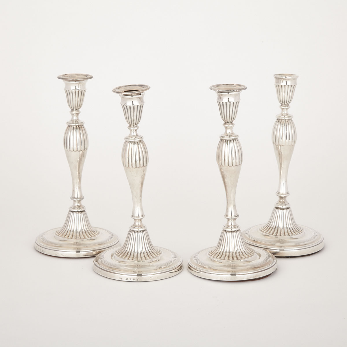 Set of Four George III Silver Table Candlesticks, Sheffield, 1795/98