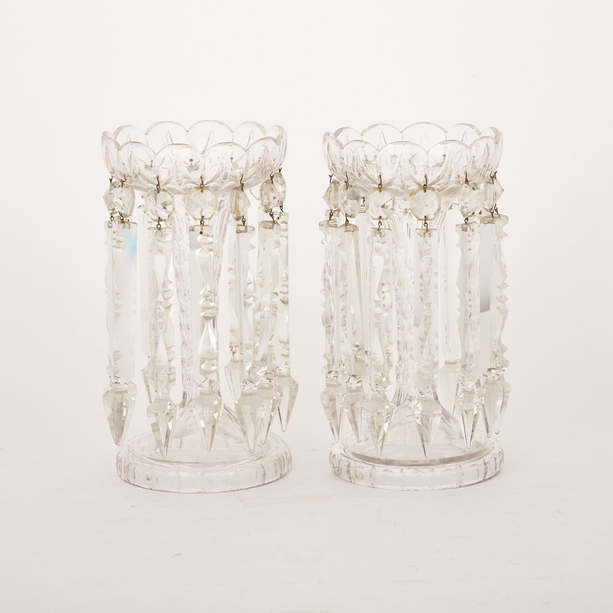 Pair of Cut Glass Lustres, 20th century
