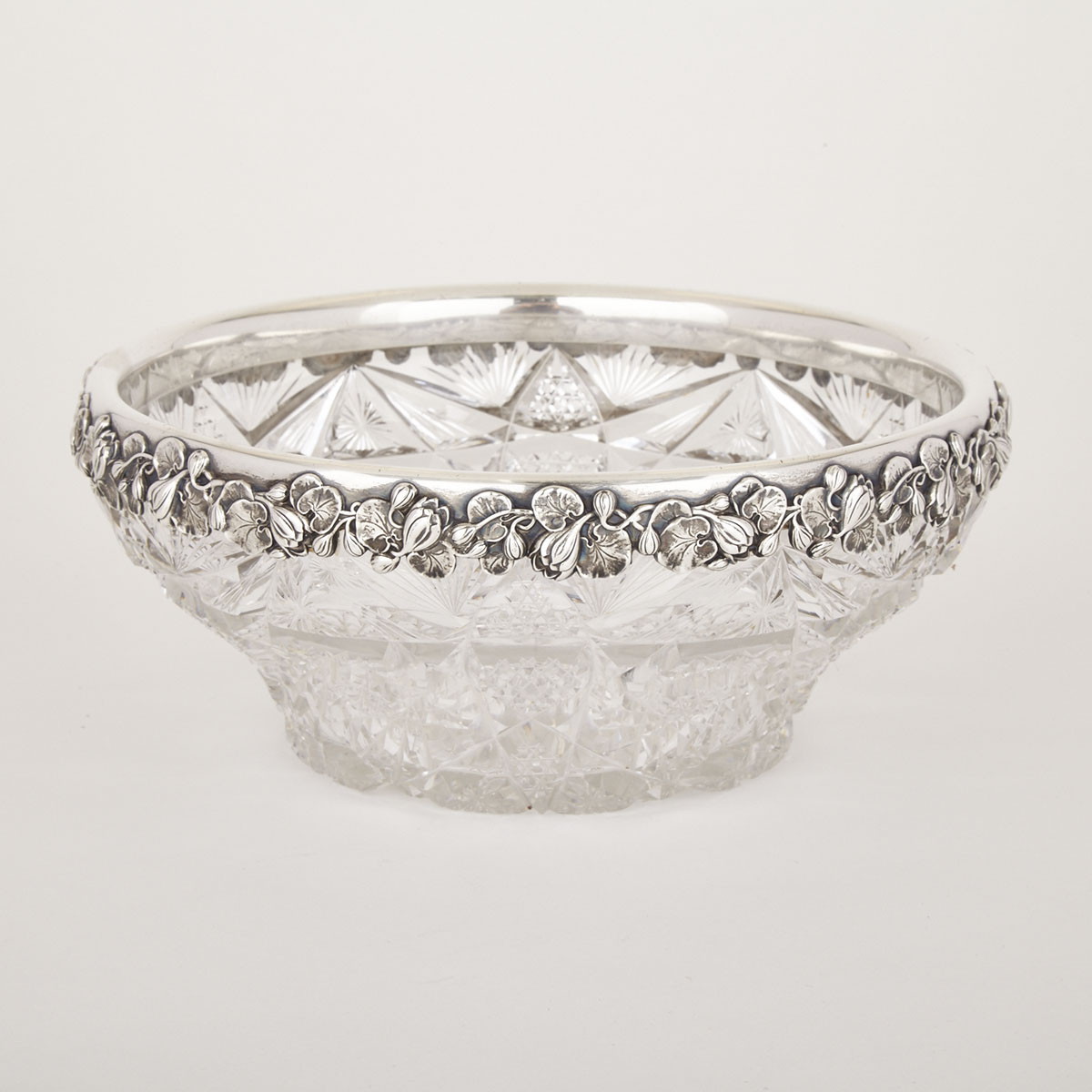 American Silver Mounted Cut Glass Bowl, Gorham Mfg. Co., Providence, R.I., early 20th century