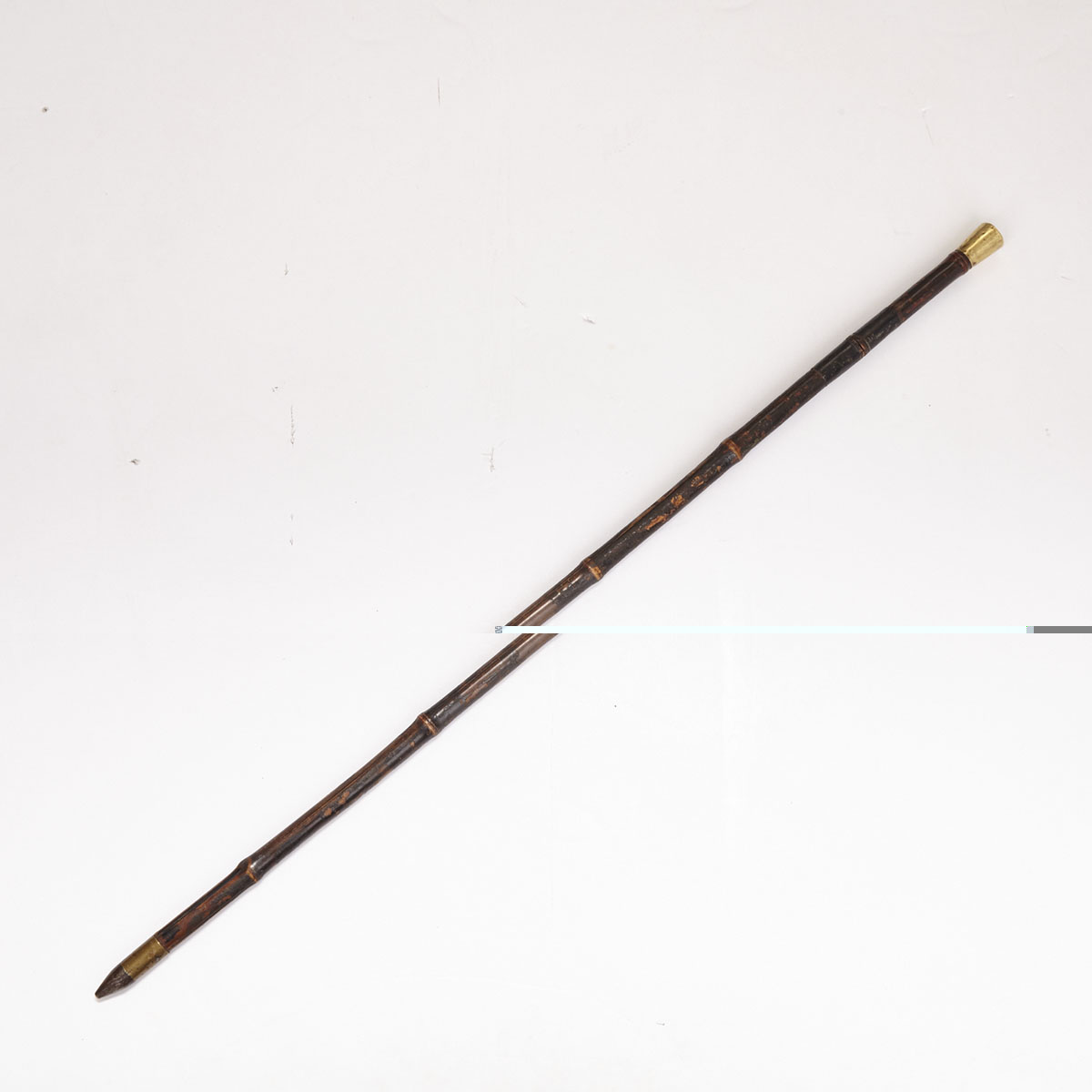 Victorian Brass Mounted Bamboo Sword Gadget Cane, 19th century