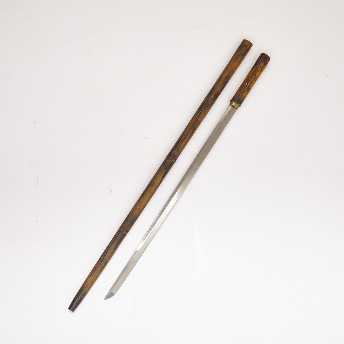 Japanese Faux Bamboo Sword Gadget Cane, early 20th century