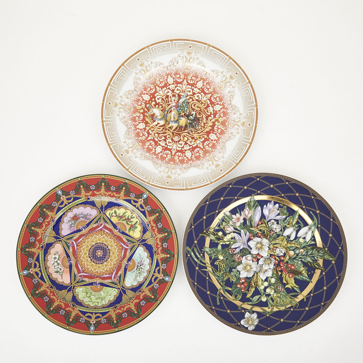 Three Rosenthal Christmas Plates, designed by Versace, 2002, 2005 and 2007