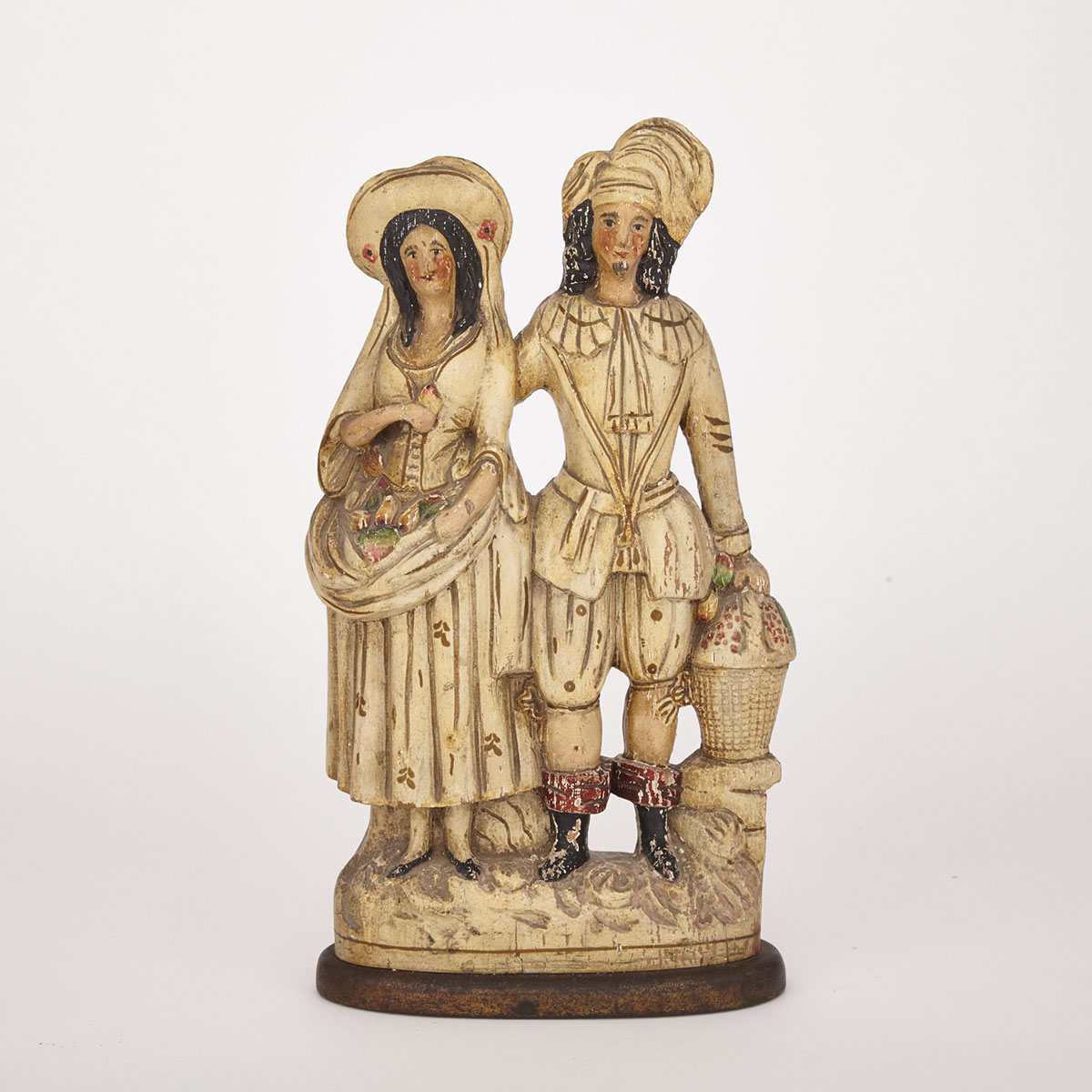 Carved and Polychromed Wood ‘Staffordshire’ Type Figural Group, 19th century