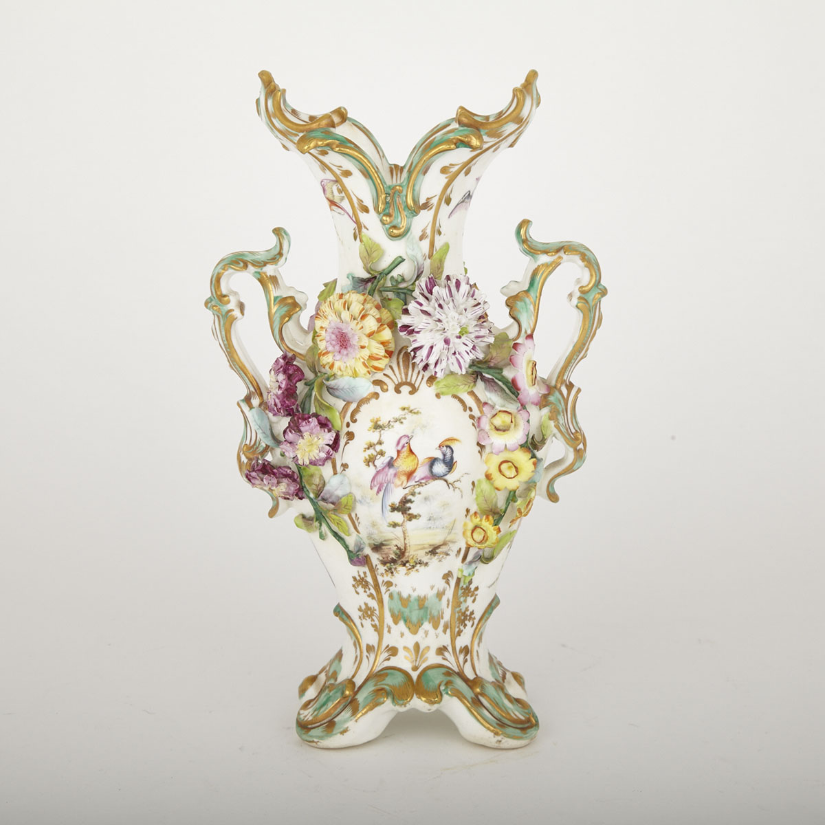 Coalbrookdale-Type Flower Encrusted Vase, c.1830