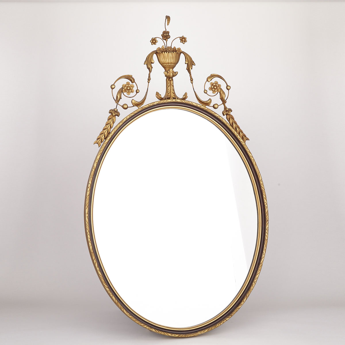 Neoclassical Giltwood Oval Hall Mirror, mid 20th century
