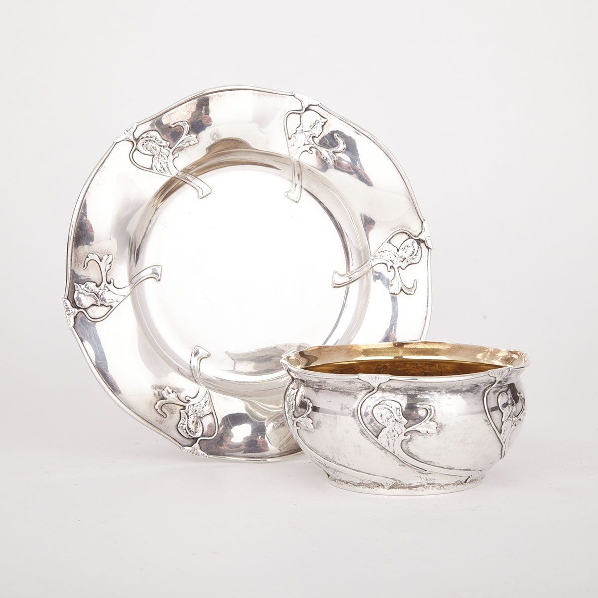 American Art Nouveau Silver Bowl and Stand, Gorham Mfg. Co., Providence, R.I., c.1900