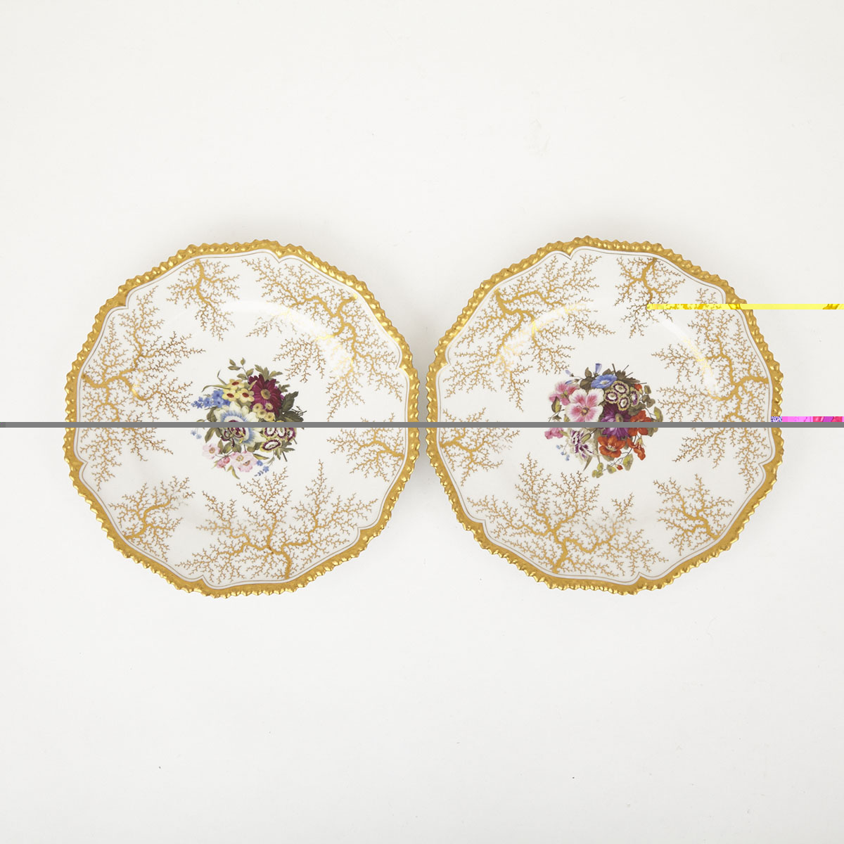 Pair of Barr, Flight & Barr Worcester Flower Painted Plates, c.1820