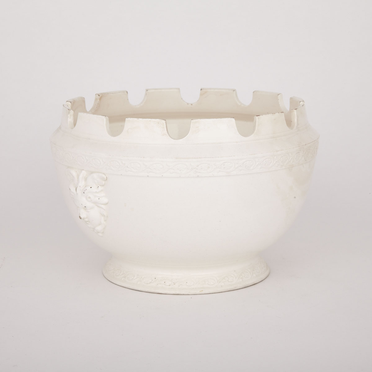 Continental Creamware Montieth Bowl, 19th century