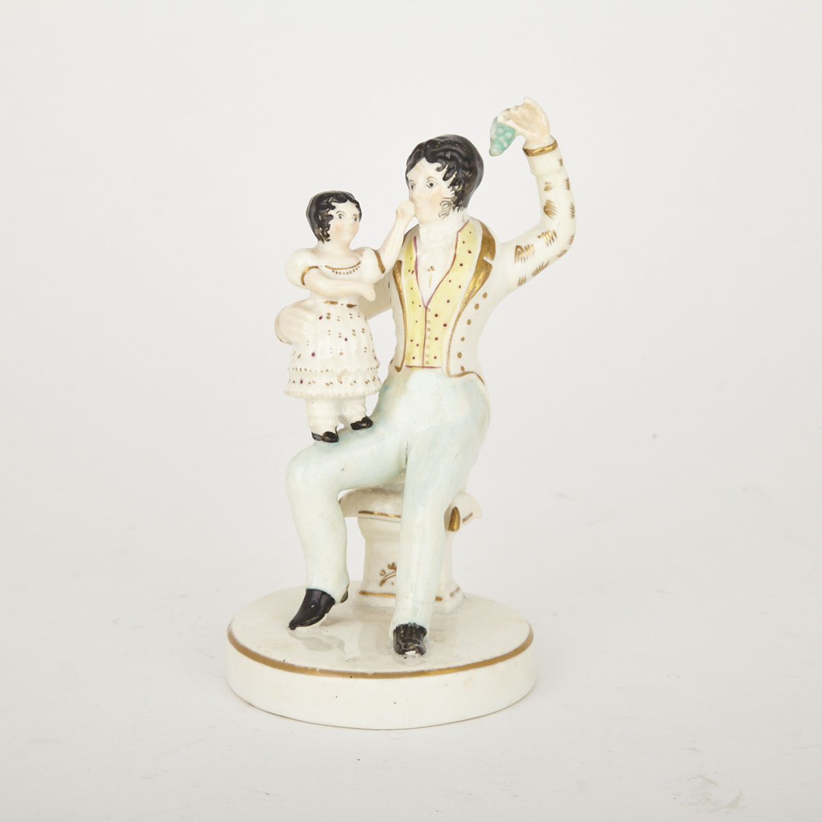 Staffordshire Porcelain Figure of a Father and Child, c.1840