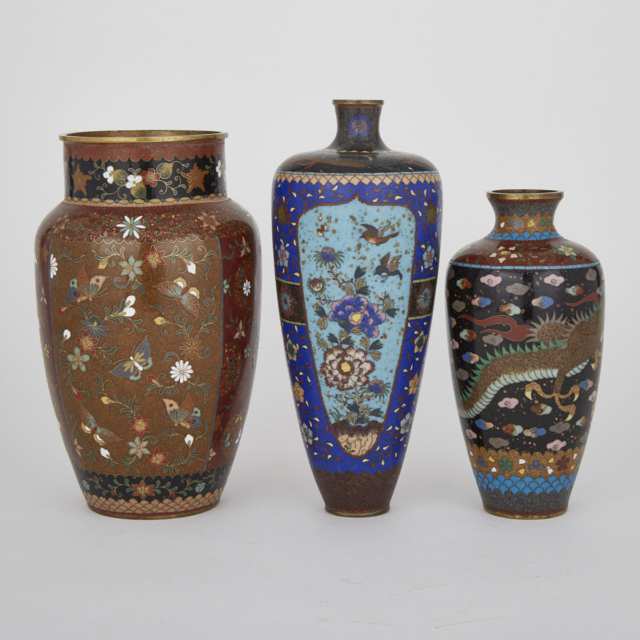 Three Cloisonne Vases, Early 20th Century