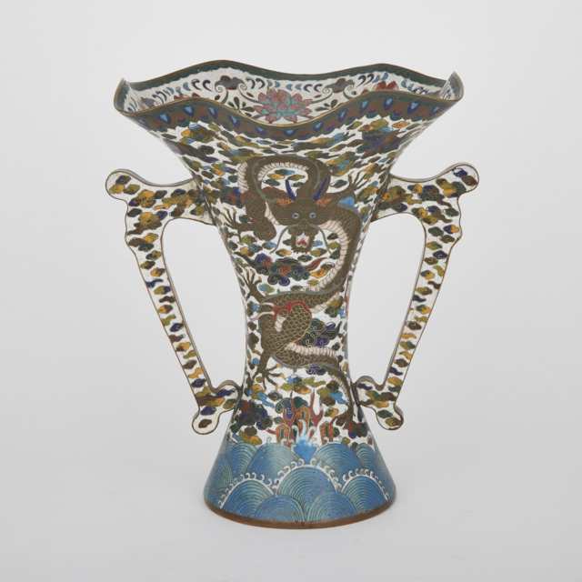 Double Handled Cloisonne Vase, 20th Century