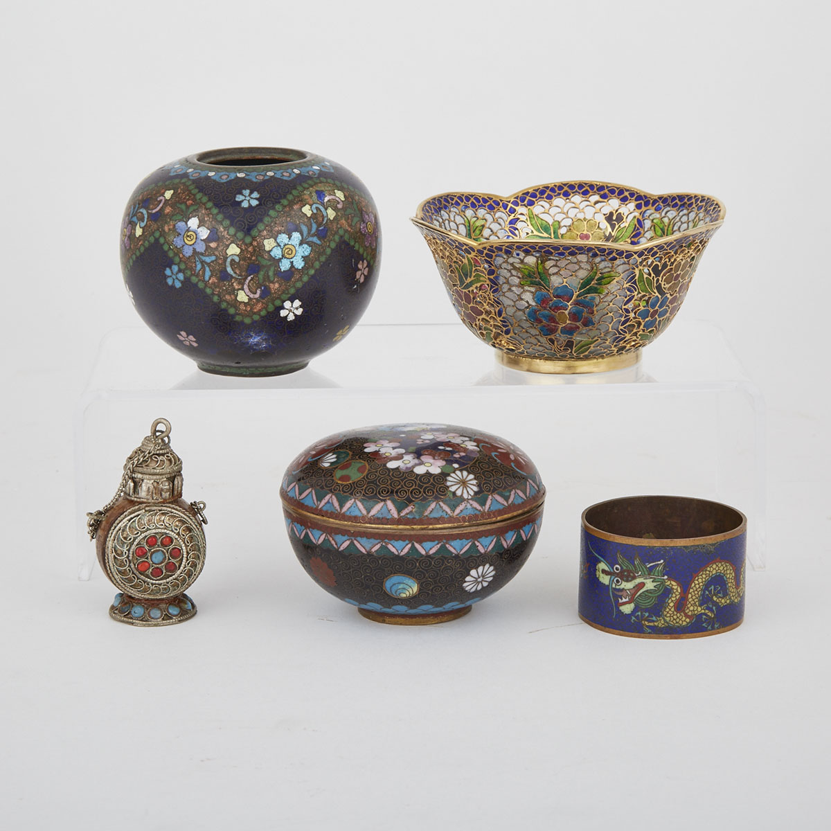 Five Pieces of Cloisonne, Early 20th Century and Later
