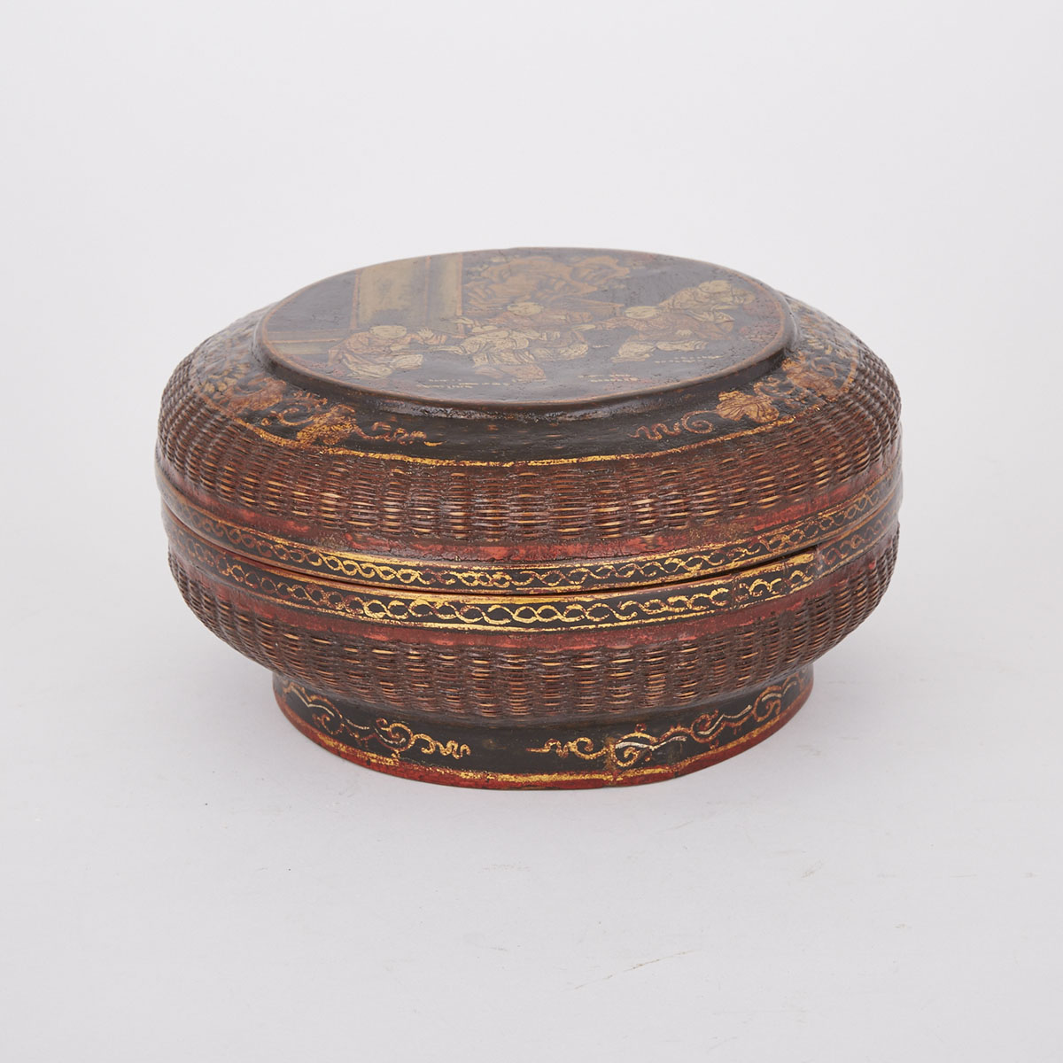 Circular Lacquer Box, Early 20th Century