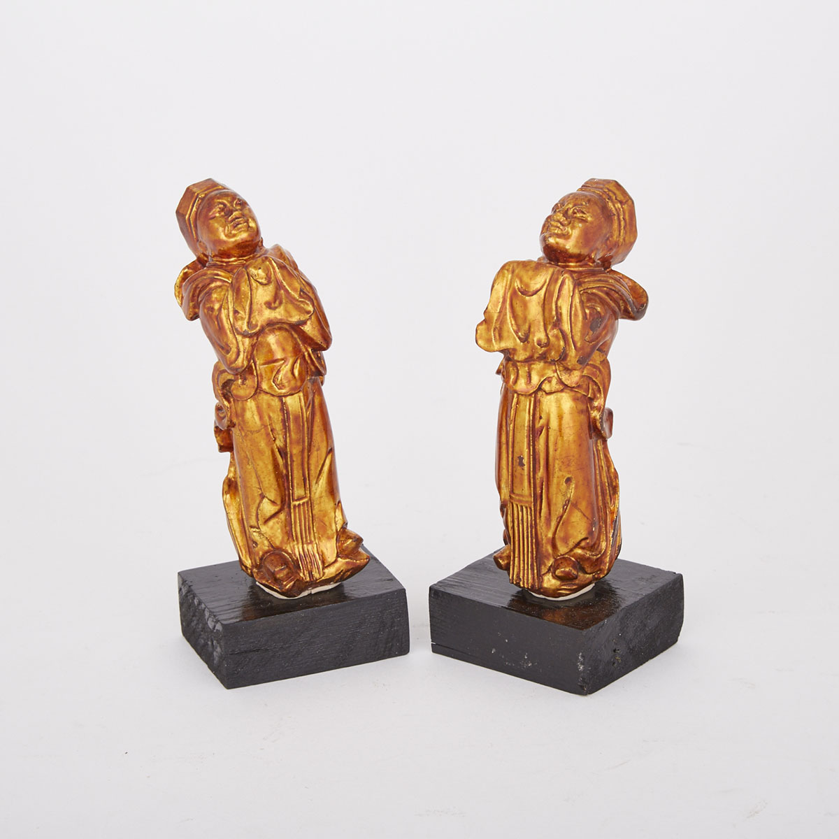 Pair of Lacquered Daoist Deities, Early to Mid 20th Century