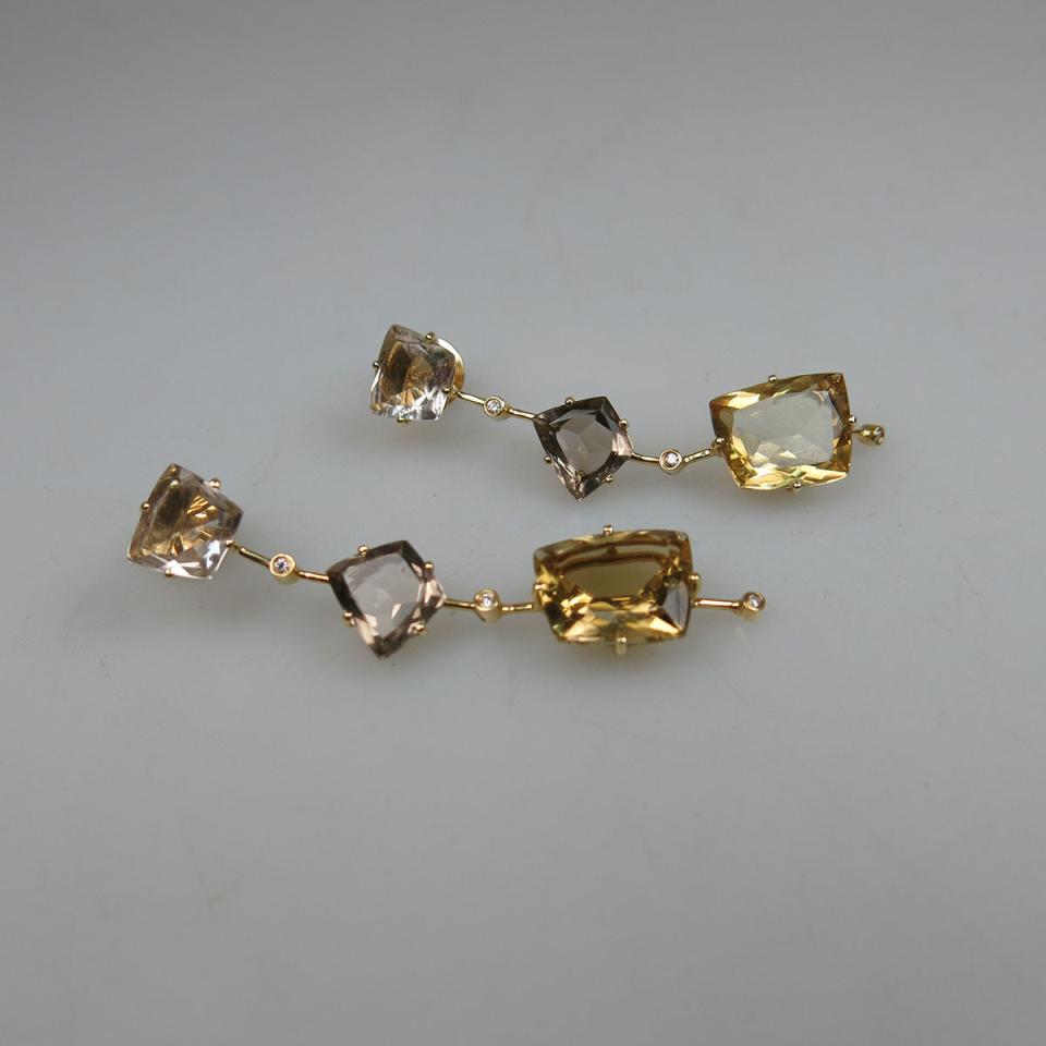 Pair Of Royal De Versailles 18k Yellow Gold Drop Earrings