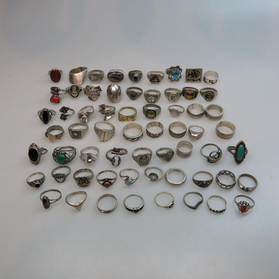 62 Various Silver Rings