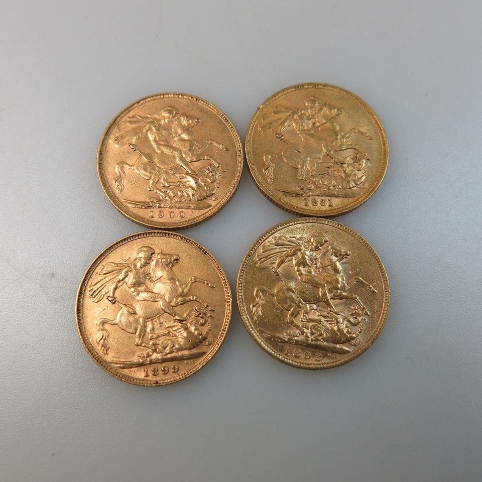 Four British Gold Sovereigns