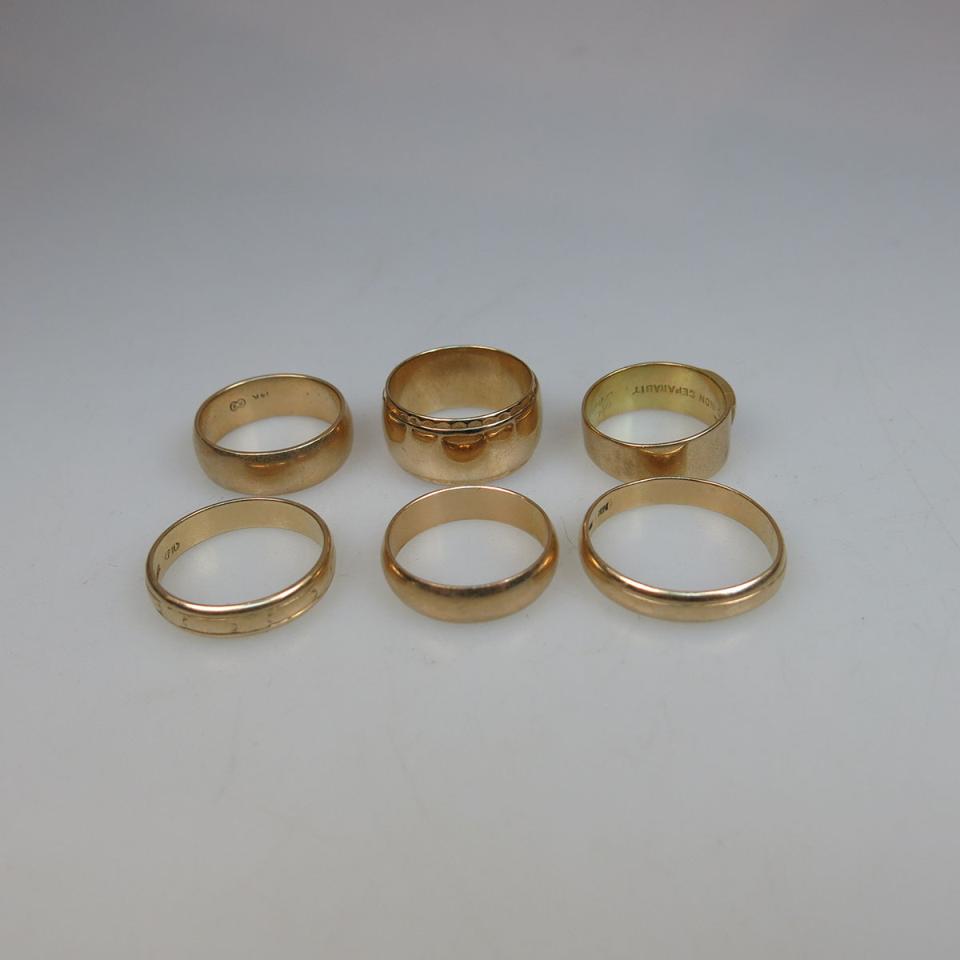 6 x 14k Yellow Gold Bands