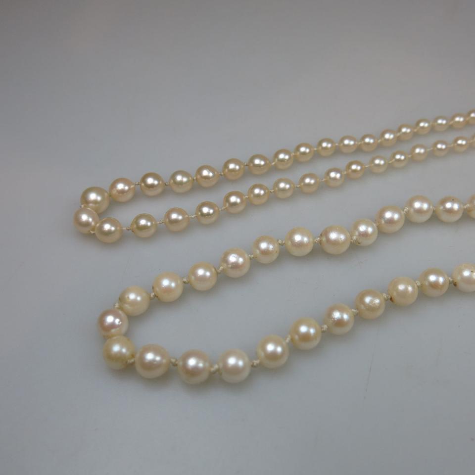 2 Single Strand Cultured Pearl Necklaces