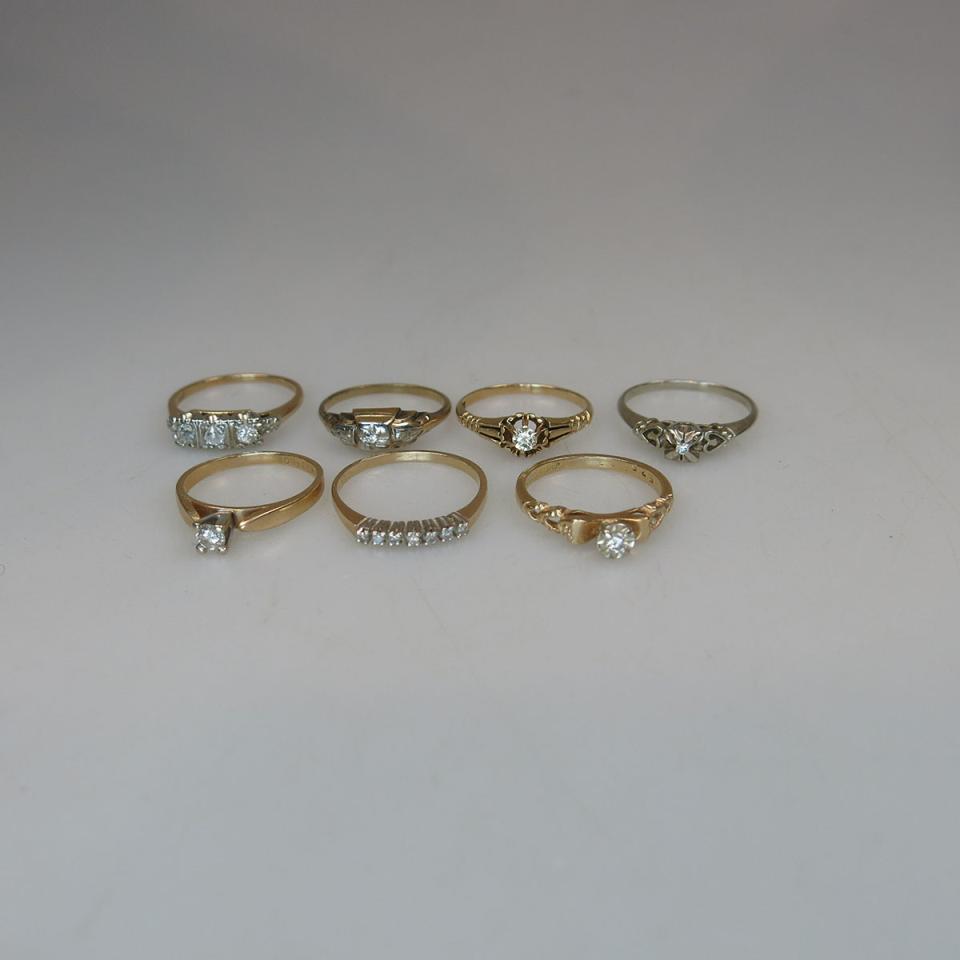 7 x 14k Yellow And White Gold Rings