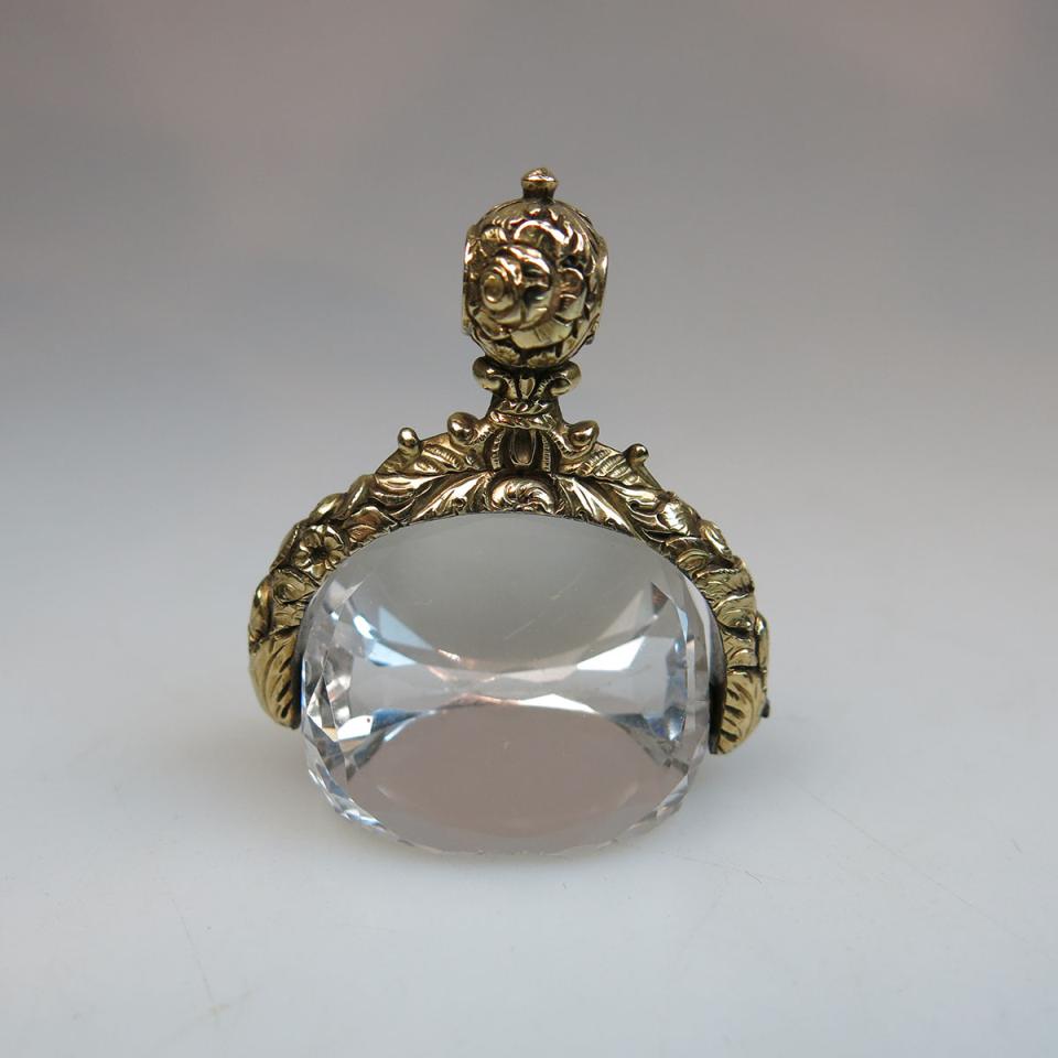18k Yellow Gold And Rock Crystal Fob