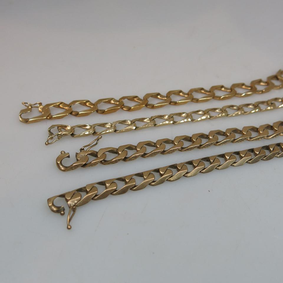 4 x 10k Yellow Gold Curb Link Bracelets
