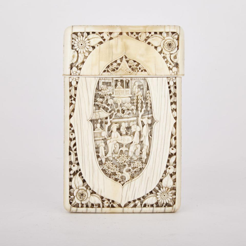 A Finely Carved Ivory Card Case, 19th Century