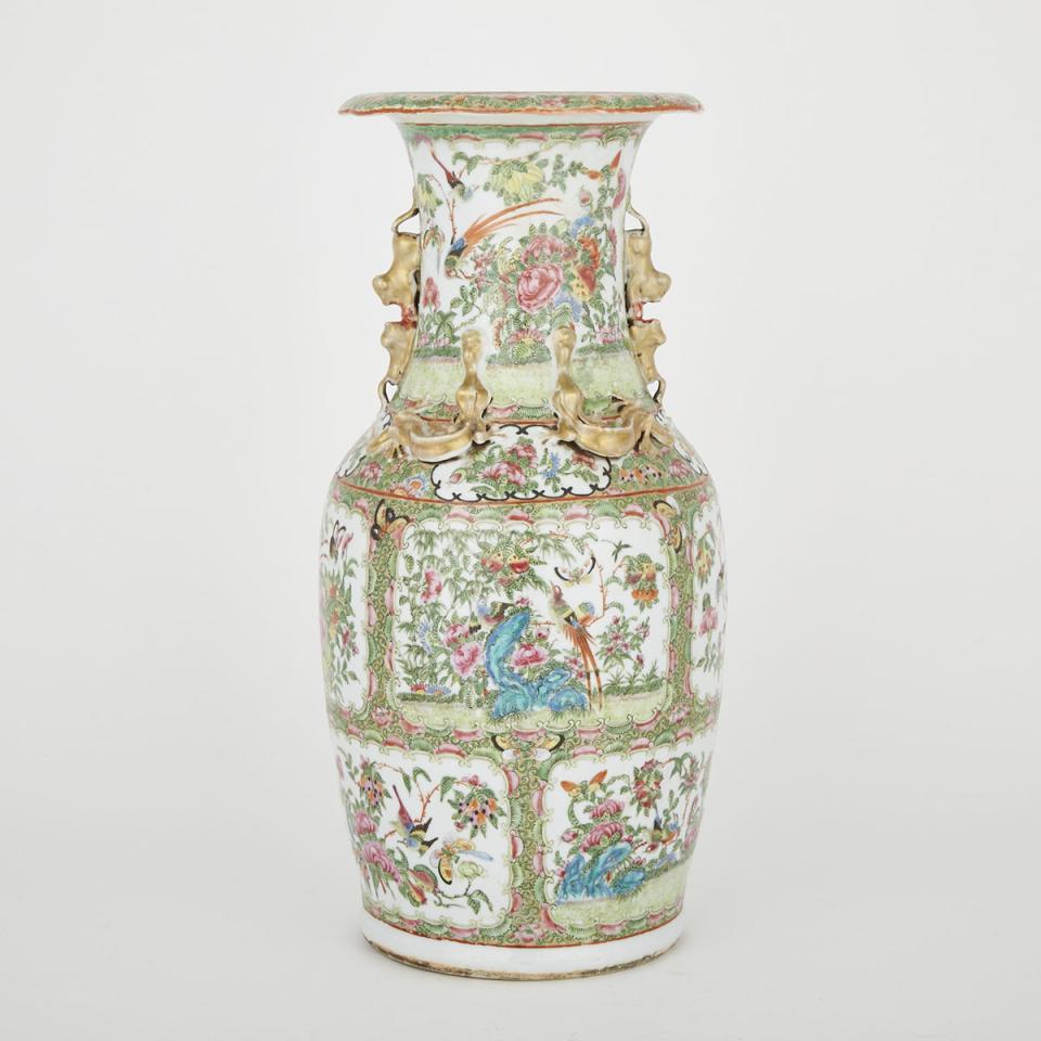 A Large Canton Famille Rose Export Vase, Late 19th Century