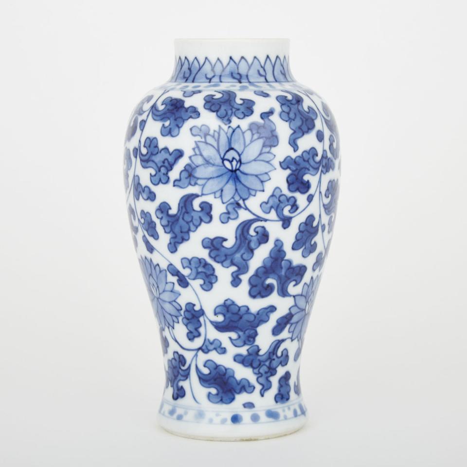 A Blue and White Lotus Vase, Chenghua Mark, Kangxi Period
