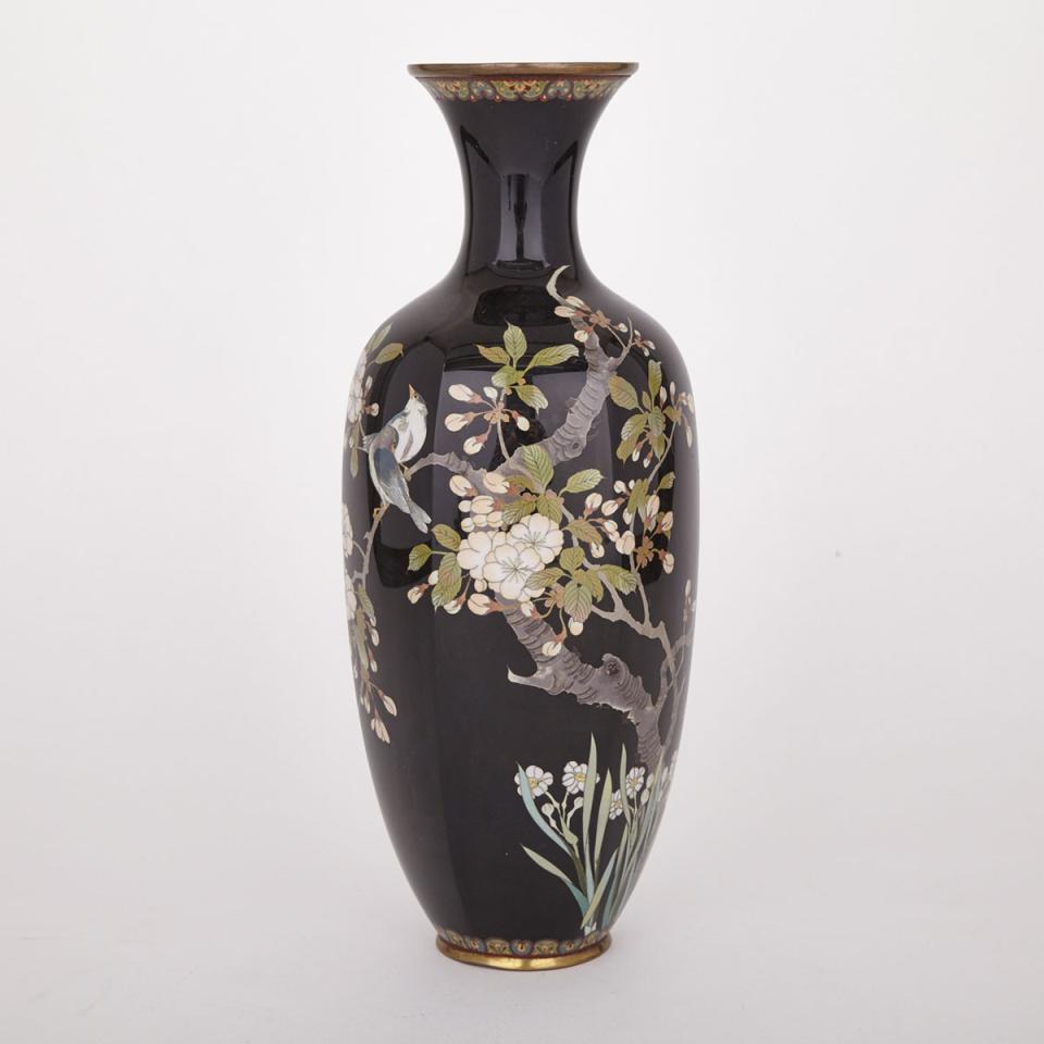 A Black-Ground Japanese Cloisonné Vase, 19th Century