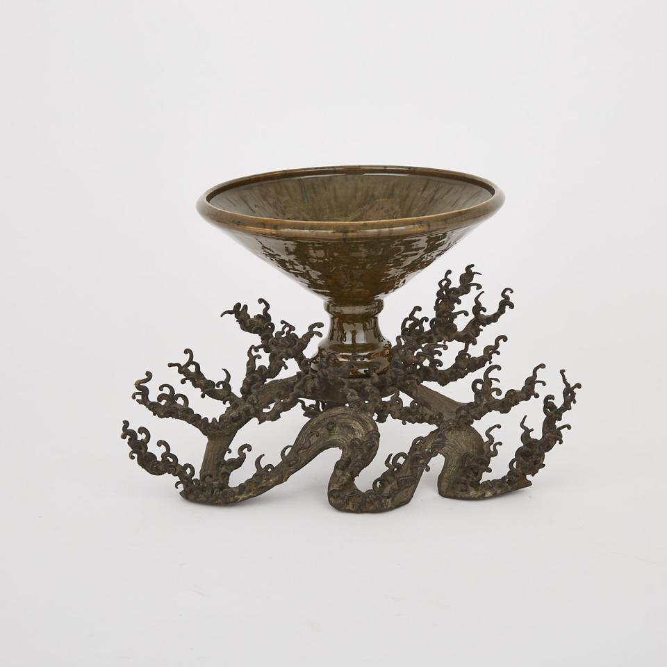 A Japanese Bronze ‘Waves’ Stand, 19th Century