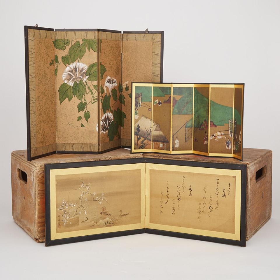 A Group of Three Japanese Screens