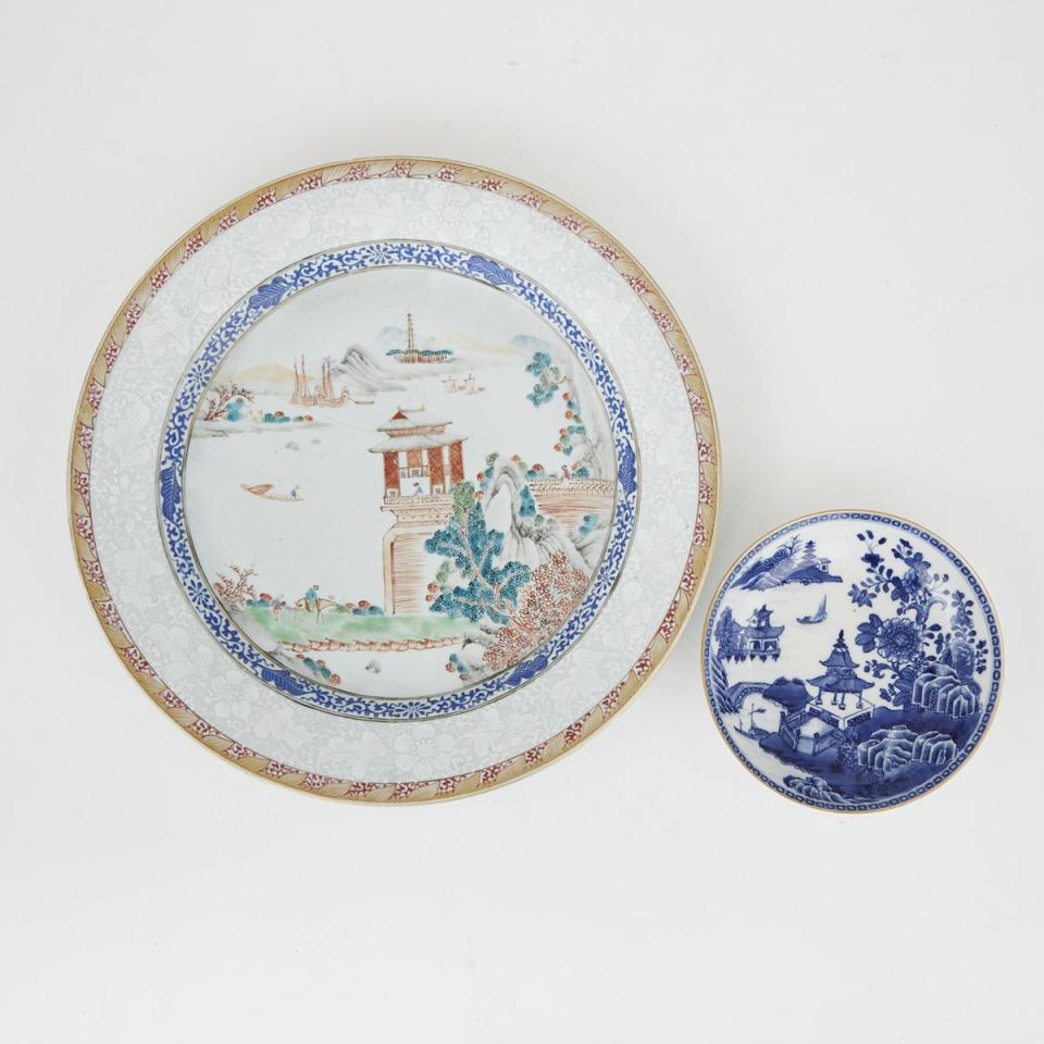 Two Chinese Export Landscape Plates, 18th Century