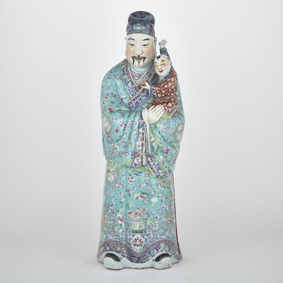 A Large Famille Rose Figure of a Stargod, Fu, Early 20th Century