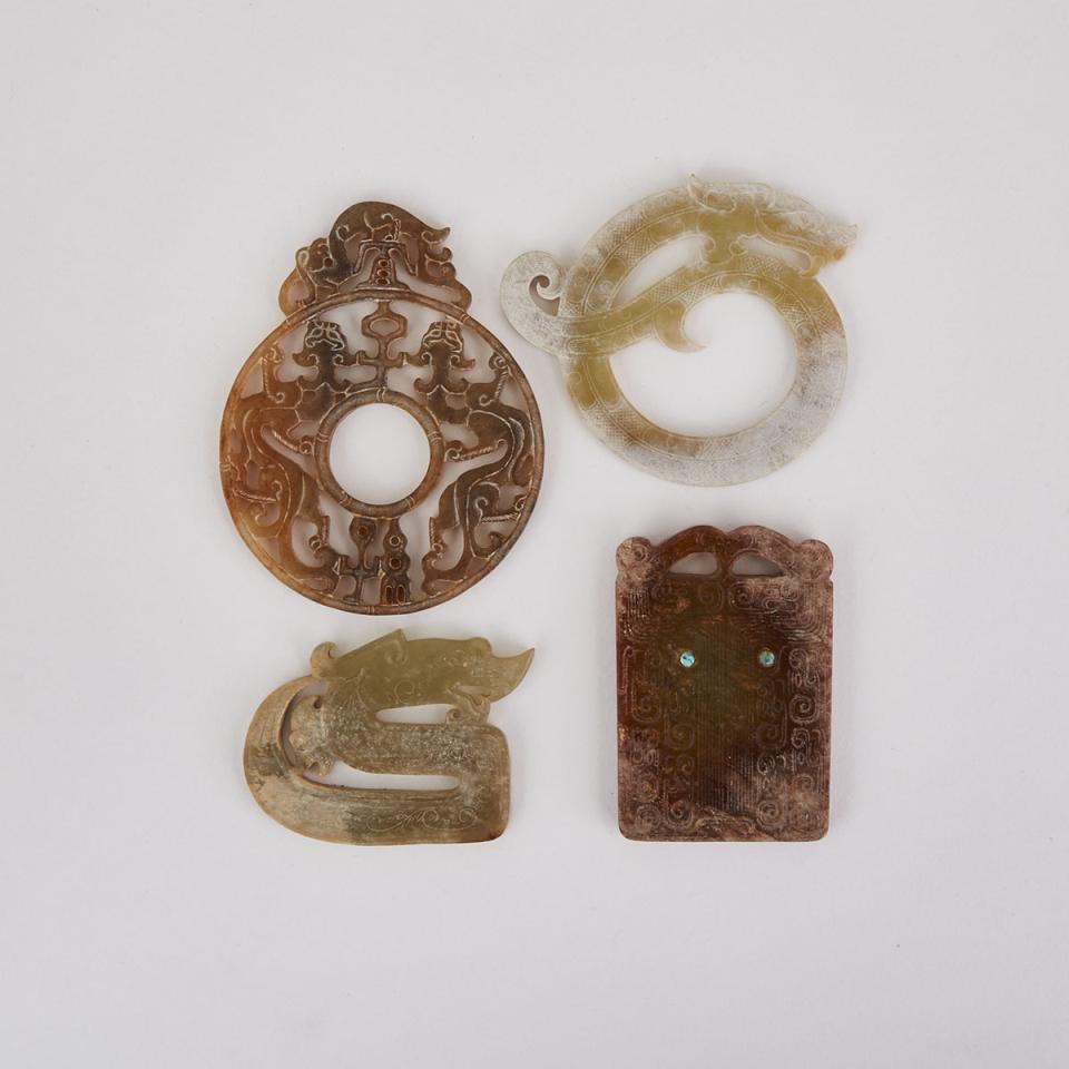 Four Neolithic/Han-Style Jade Pendants